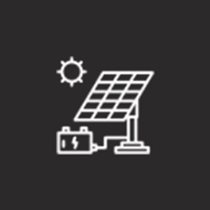 zonnepanelen met batterij en zon logo