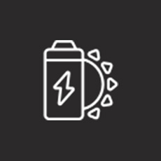 batterij met zon logo